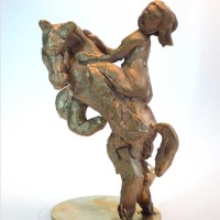 Rearing Horse with Girl